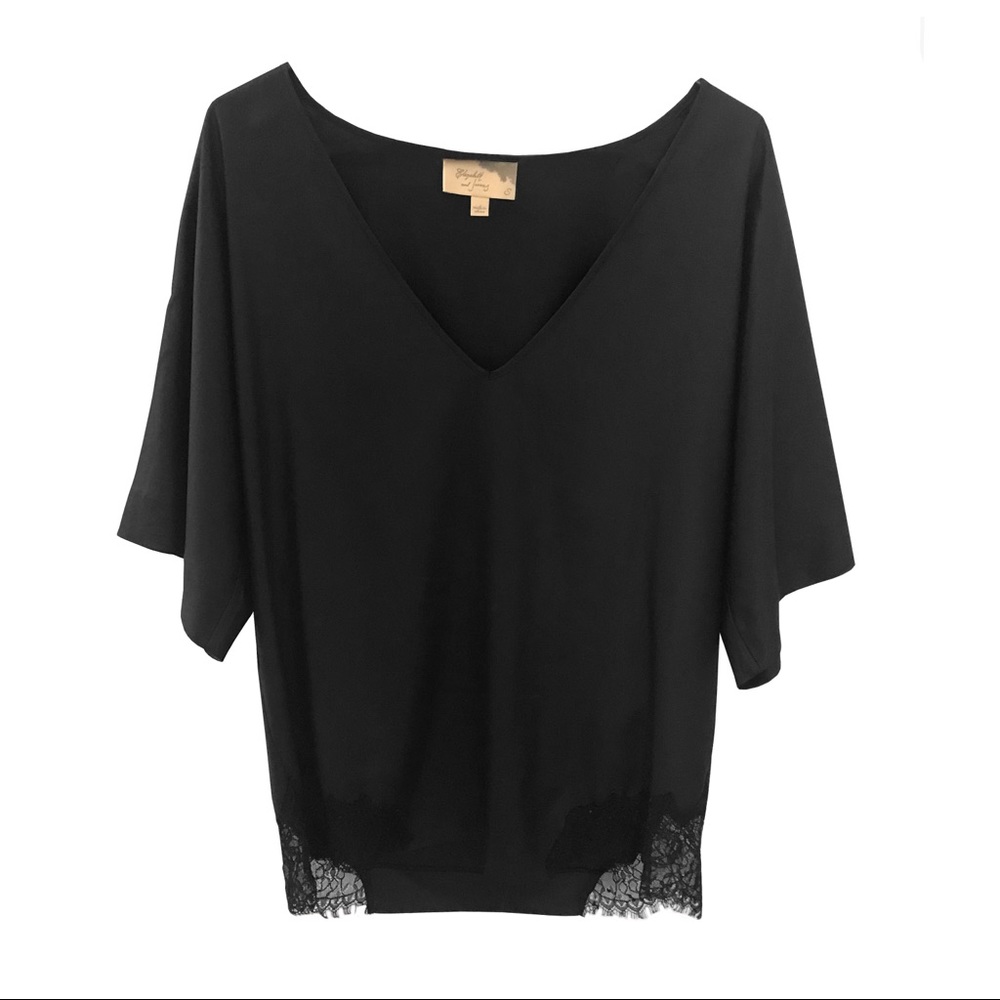 Black Lace Trim Blouse